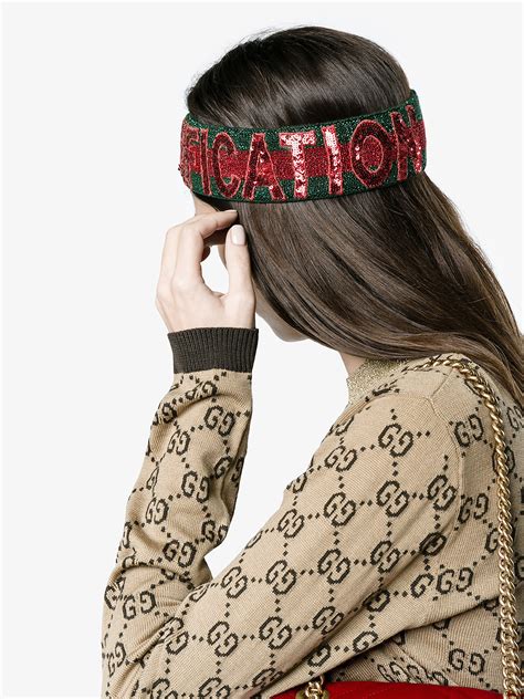 red and green gucci head wrap|Gucci headband with rhinestones.